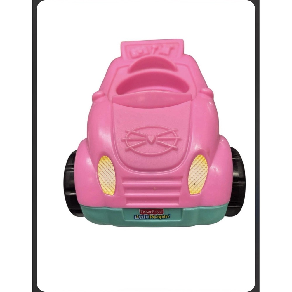 Fisher Price Little People Pink Teal Kitty Cat Car Musical vehicle